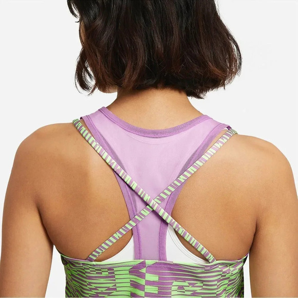 NWT NIKE AIR  crop lavender and pistachio / lime green graphic print‎ tank top S - Picture 5 of 8